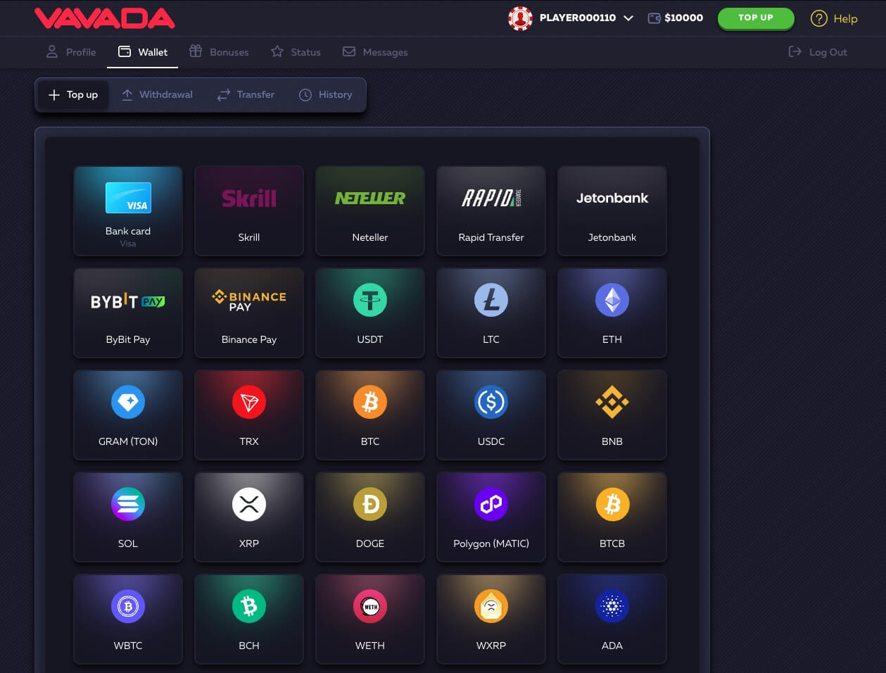 vavada top up